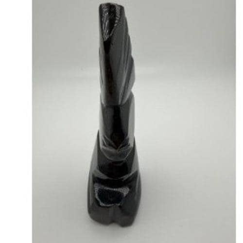 Abstract Obsidian Stone Carved Sculpture Modern Black Geometric Decor‎ Art Piece